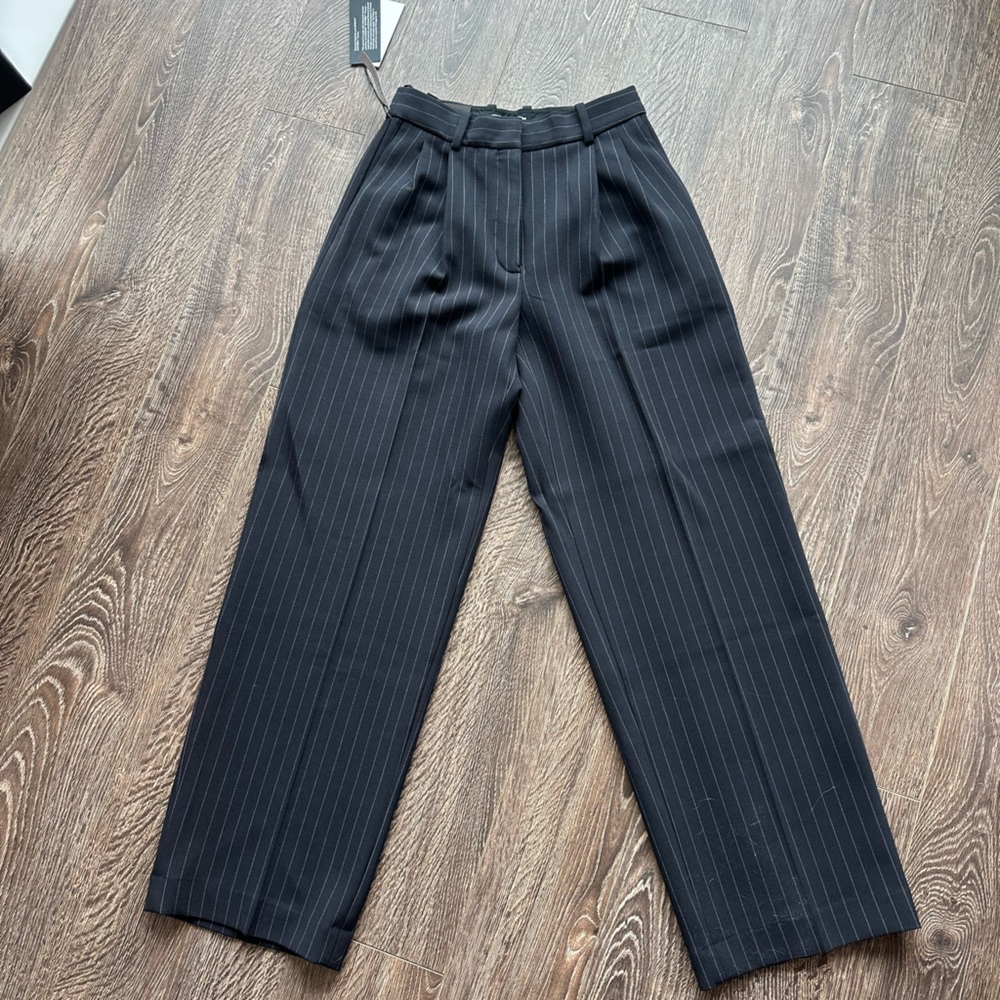 Babaton Navy Pinstripe Pants NWT